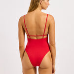 Collective V Neck Swimsuit - Cosmo Red - Simply Beach UK