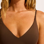 Collective V Neck Swimsuit - Dark Chocolate - Simply Beach UK