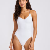 High Tide V Neck Swimsuit - White