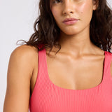 Sun Shimmer Square Neck Swimsuit - Rouge Pink