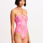 Sea Skin Bandeau Swimsuit - Fuchsia Rose - Simply Beach UK