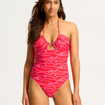 Set Sail Drawstring Halter Swimsuit - Chilli Red - Simply Beach UK