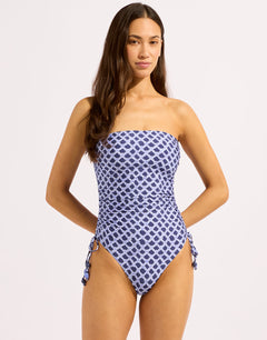 Seafolly Marseille DD Drawstring Bandeau Swimsuit - Blue Indigo - Simply Beach UK