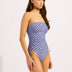 Seafolly Marseille DD Drawstring Bandeau Swimsuit - Blue Indigo - Simply Beach UK