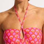 Birds of Paradise Diamond Wire Bandeau Swimsuit - Chilli Red - Simply Beach UK