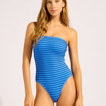 Mesh Effect DD Bandeau Swimsuit - Sapphire - Simply Beach UK