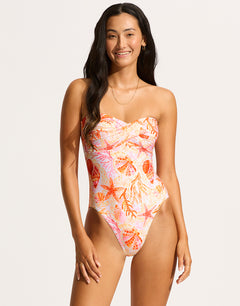 La Mer Twist Bandeau Swimsuit - White - Simply Beach UK