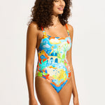 Aquarius Square Neck Swimsuit - Turquoise - Simply Beach UK
