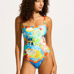 Aquarius Square Neck Swimsuit - Turquoise - Simply Beach UK