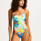 Aquarius Square Neck Swimsuit - Turquoise - Simply Beach UK