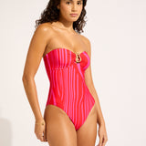Coastline Ring Front Bandeau Swimsuit - Flame - Simply Beach UK