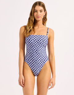Seafolly Marseille Square Neck Swimsuit - Blue Indigo - Simply Beach UK