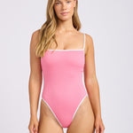 Seafolly Beach Bound Square Neck Swimsuit - Begonia Pink - Simply Beach UK