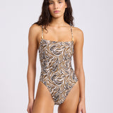 Saltwater Mirage Square Neck Swimsuit - Dark Chocolate