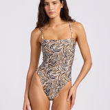 Saltwater Mirage Square Neck Swimsuit - Dark Chocolate