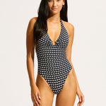 Mala Ring Front Halter Swimsuit - Black - Simply Beach UK