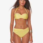 Ceylan Underwired Twist Bandeau Bikini Set - Yellow - Simply Beach UK