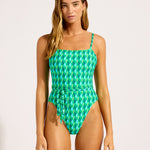 Sorrento Reversible Square Neck Swimsuit - Vivid Green - Simply Beach UK