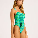 Sorrento Reversible Square Neck Swimsuit - Vivid Green - Simply Beach UK