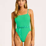 Sorrento Reversible Square Neck Swimsuit - Vivid Green - Simply Beach UK