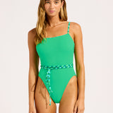 Sorrento Reversible Square Neck Swimsuit - Vivid Green - Simply Beach UK