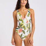 Paradise Heat Deep V Swimsuit - Vanilla