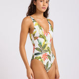 Paradise Heat Deep V Swimsuit - Vanilla