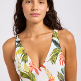 Paradise Heat Deep V Swimsuit - Vanilla