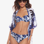 Blue Palm Bandeau Bikini Set - Blue and White - Simply Beach UK