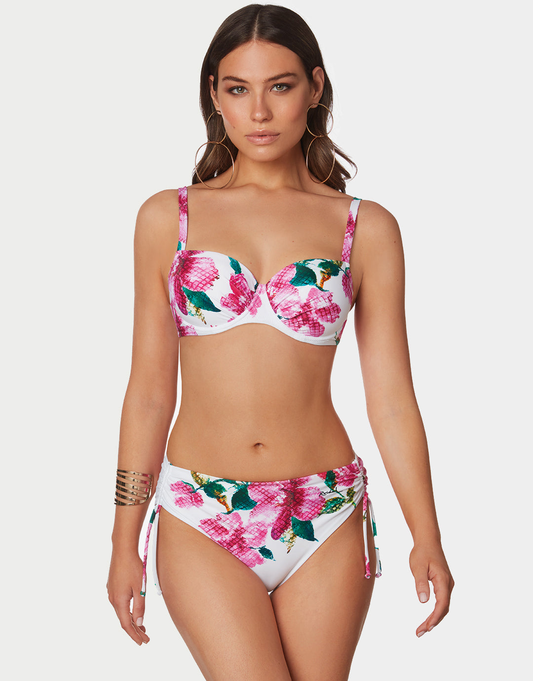Valeria Moulded Underwired Bikini Set - White and Floral - Simply Beach UK