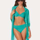 Ceylan Gathered Bikini Pant - Aqua - Simply Beach UK