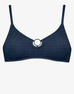 Solid Crush Ring Bralette Bikini Top - Night Blue - Simply Beach UK