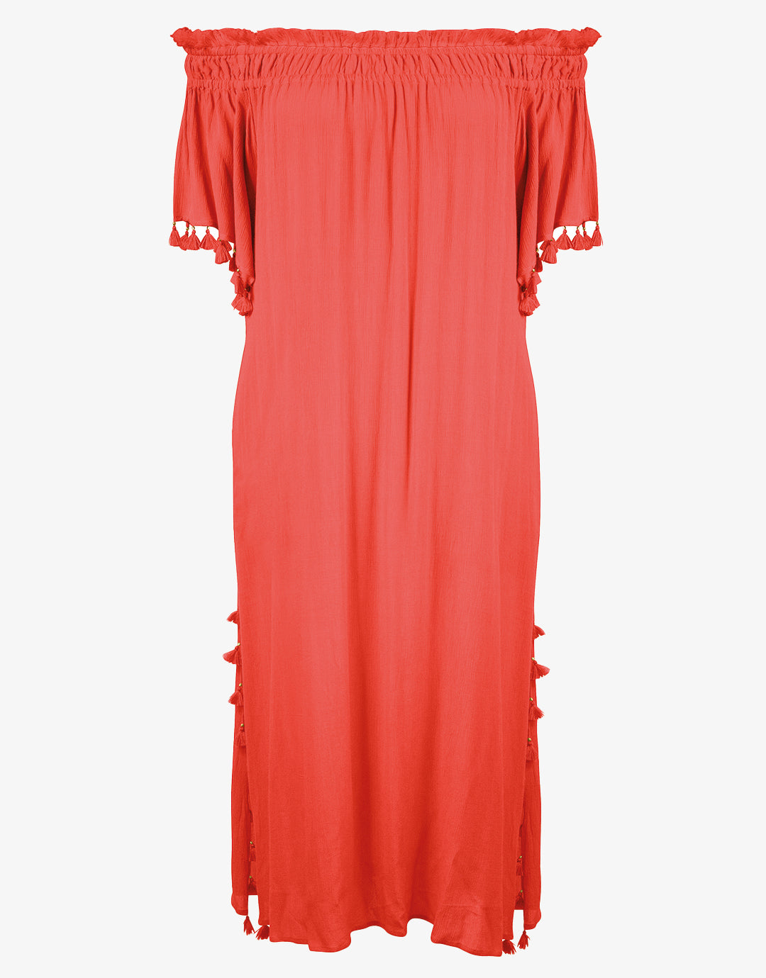 Beachwear Off the Shoulder Dress - Fiery Coral - Simply Beach UK