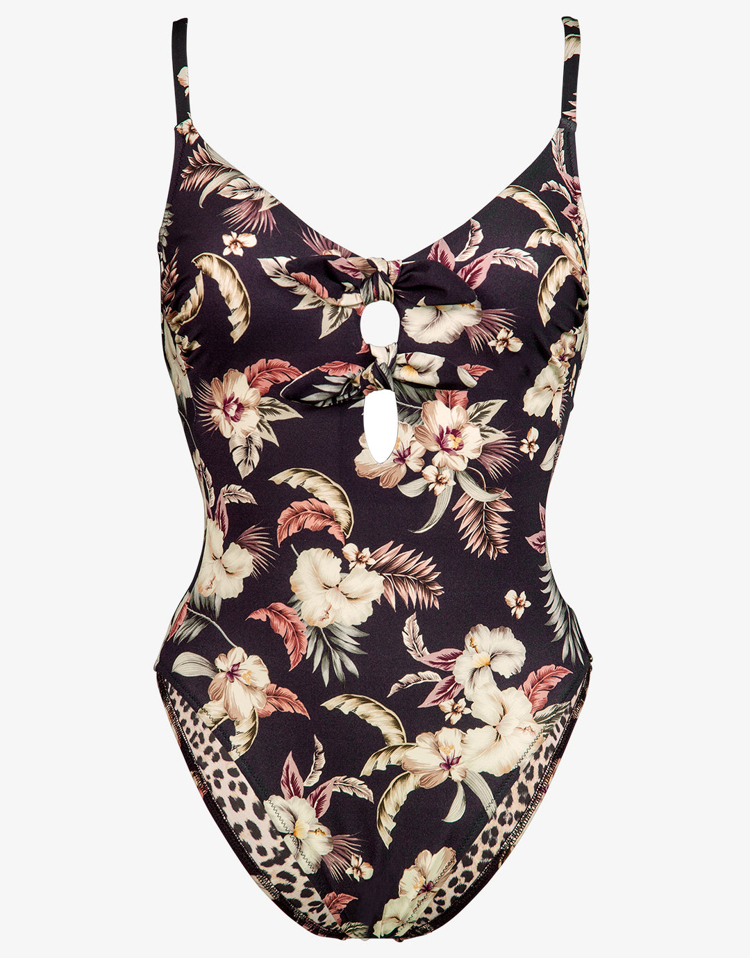 Deep Jungle Double Bow Swimsuit - Dark Tropics - Simply Beach UK