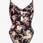 Deep Jungle Double Bow Swimsuit - Dark Tropics - Simply Beach UK