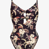 Deep Jungle Double Bow Swimsuit - Dark Tropics - Simply Beach UK