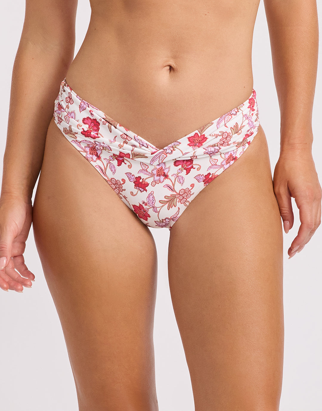 Seafolly Summer Chintz Twist Band Mini Hipster Bikini Pant - Ecru - Simply Beach UK