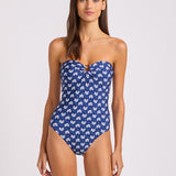Batik Bloom Bandeau Swimsuit - Classic Navy