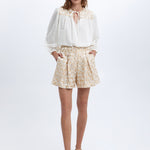 Greek Archaic Kori Flakes Shorts - White and Gold with Champagne - Simply Beach UK