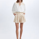 Greek Archaic Kori Flakes Shorts - White and Gold with Champagne - Simply Beach UK