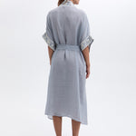 Greek Archaic Kori Crete Midi Kimono - Light Grey and Champagne - Simply Beach UK
