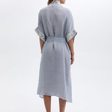 Greek Archaic Kori Crete Midi Kimono - Light Grey and Champagne - Simply Beach UK