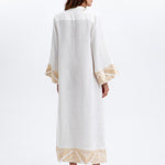 Greek Archaic Kori Pyramids Kaftan Dress - White and Gold - Simply Beach UK