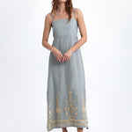 Greek Archaic Kori Ios Strappy Bandeau Dress - Light Grey and Gold - Simply Beach UK