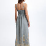 Greek Archaic Kori Ios Strappy Bandeau Dress - Light Grey and Gold - Simply Beach UK