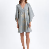 Greek Archaic Kori Lefkada Kaftan - Stone and Gold - Simply Beach UK