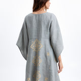 Greek Archaic Kori Lefkada Kaftan - Stone and Gold - Simply Beach UK