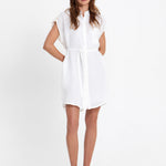 Greek Archaic Kori Grape Mini Shirt Dress - White and Gold - Simply Beach UK