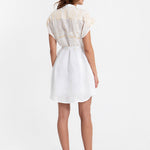 Greek Archaic Kori Grape Mini Shirt Dress - White and Gold - Simply Beach UK
