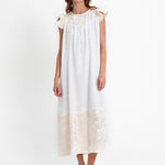 Greek Archaic Kori New Triangle Open Back Dress - White and Champagne - Simply Beach UK